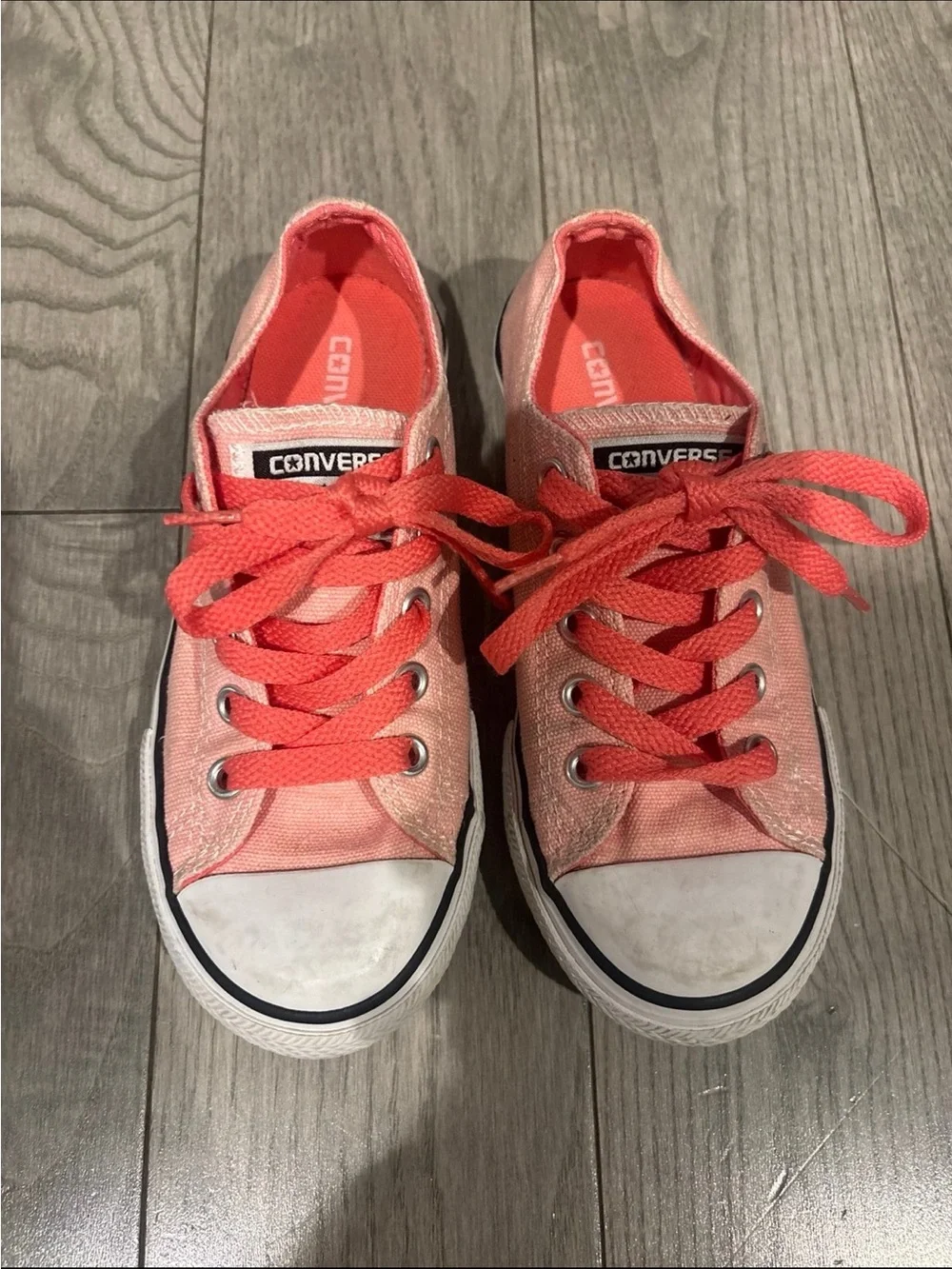 Converse Kids Coral Pink Low-Top Sneakers with Bright Laces